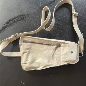 Free People Cream Leather Crossbody Bag